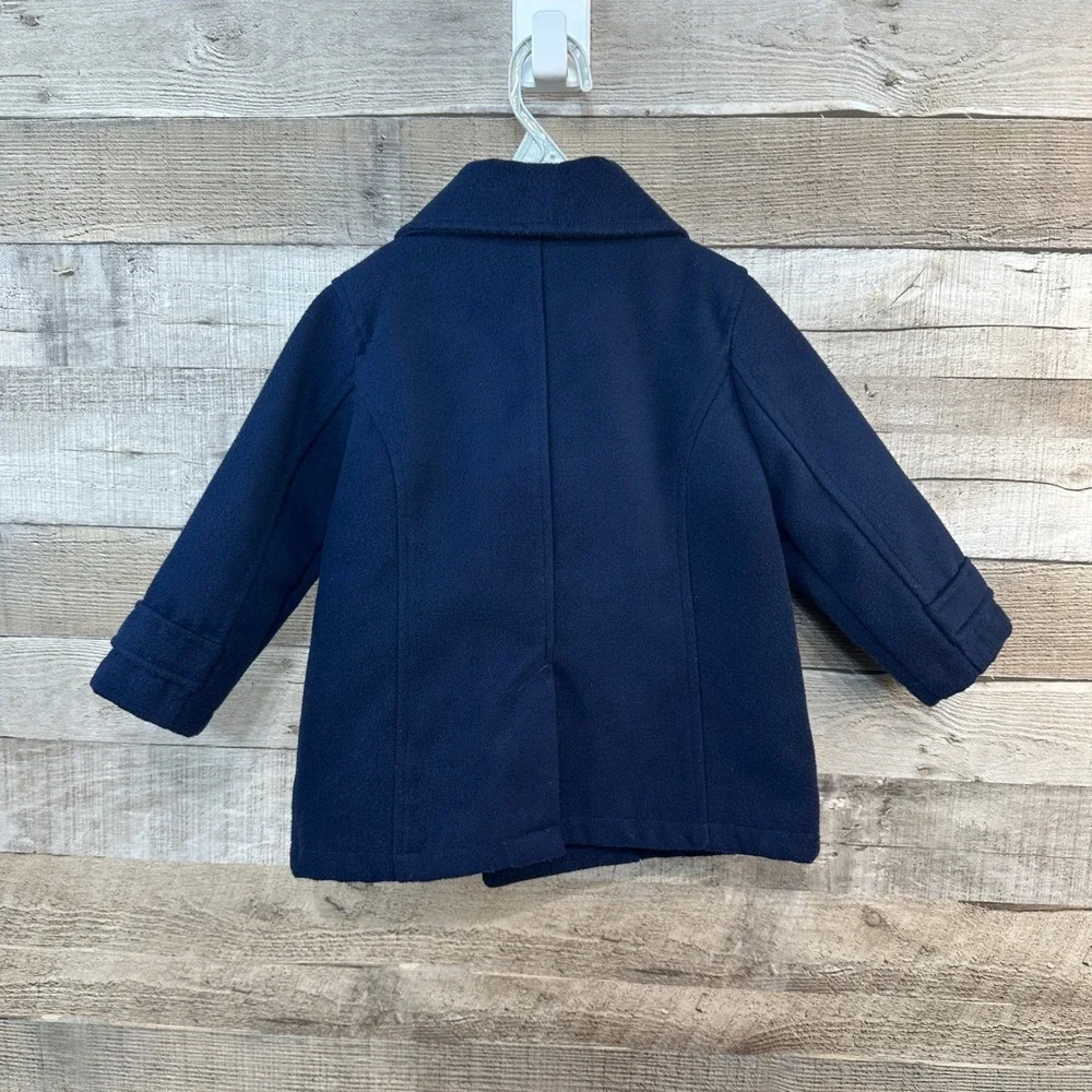 Janie and Jack Baby Boys 18-24 Months Navy Blue Pea Coat Nautical Anchor Buttons